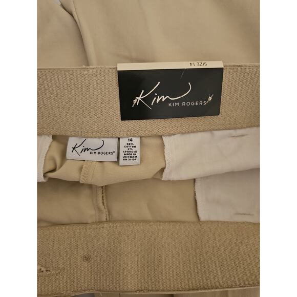 KIM ROGERS Size 14 Beige Capri Pants No Gap Waistband - Picture 6 of 9
